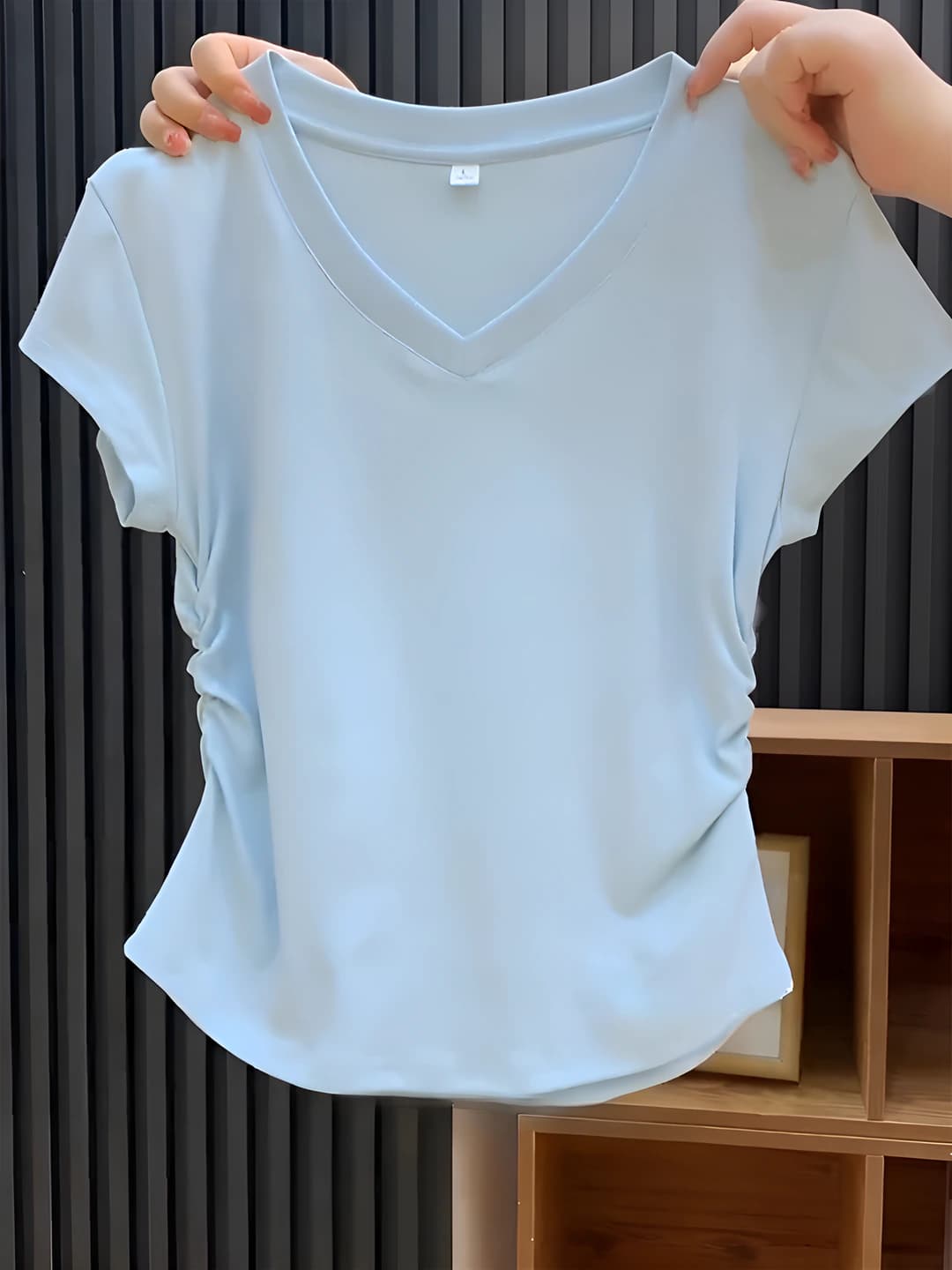 Blue, V-neck