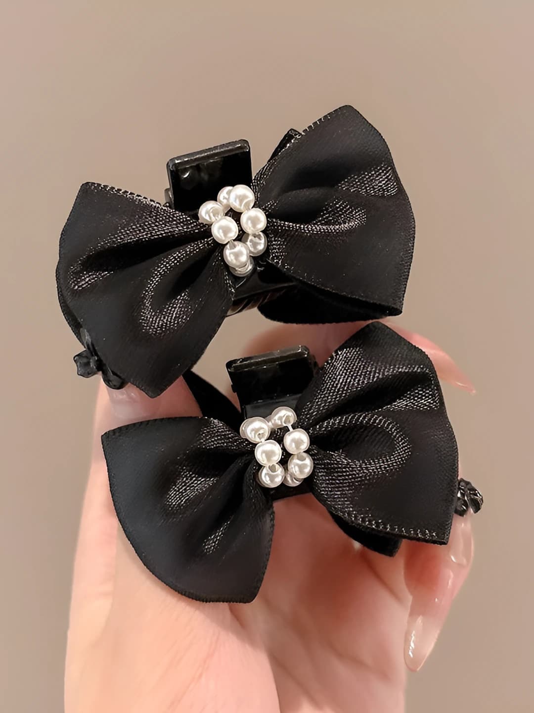 4# beaded bow clip 1 pair 4.5cm
