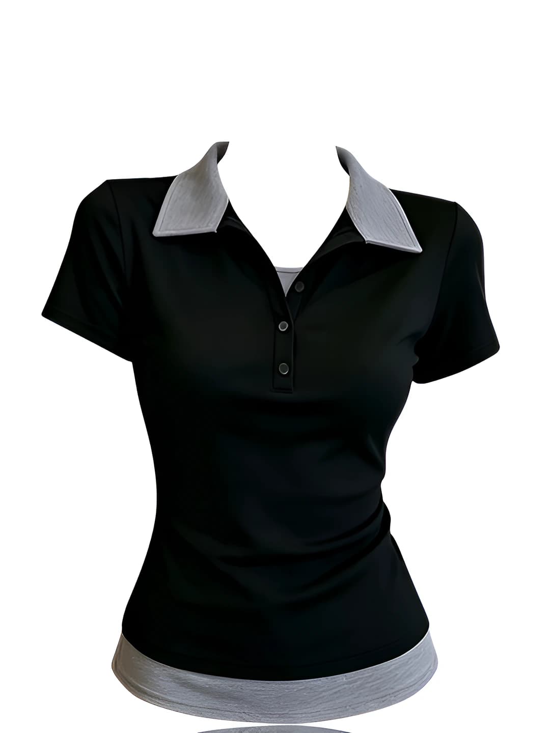 Women's summer retro casual polo shirt, short sleeve, slimming, loose fit, 95% cotton