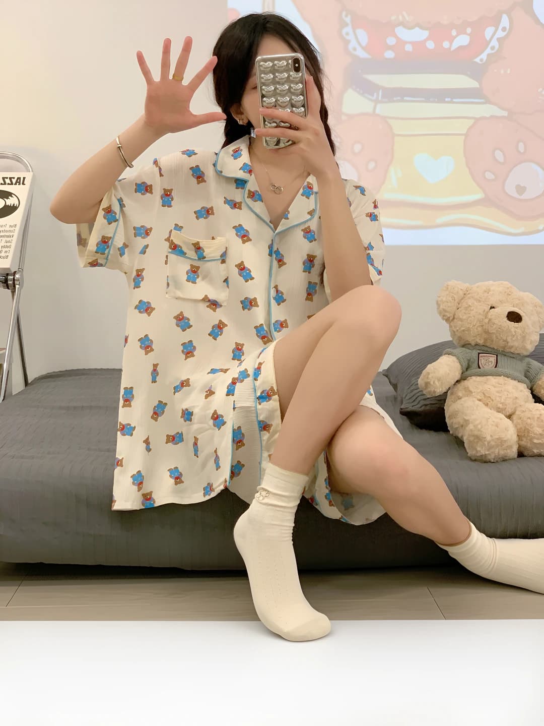 Blue Bear in Apricot