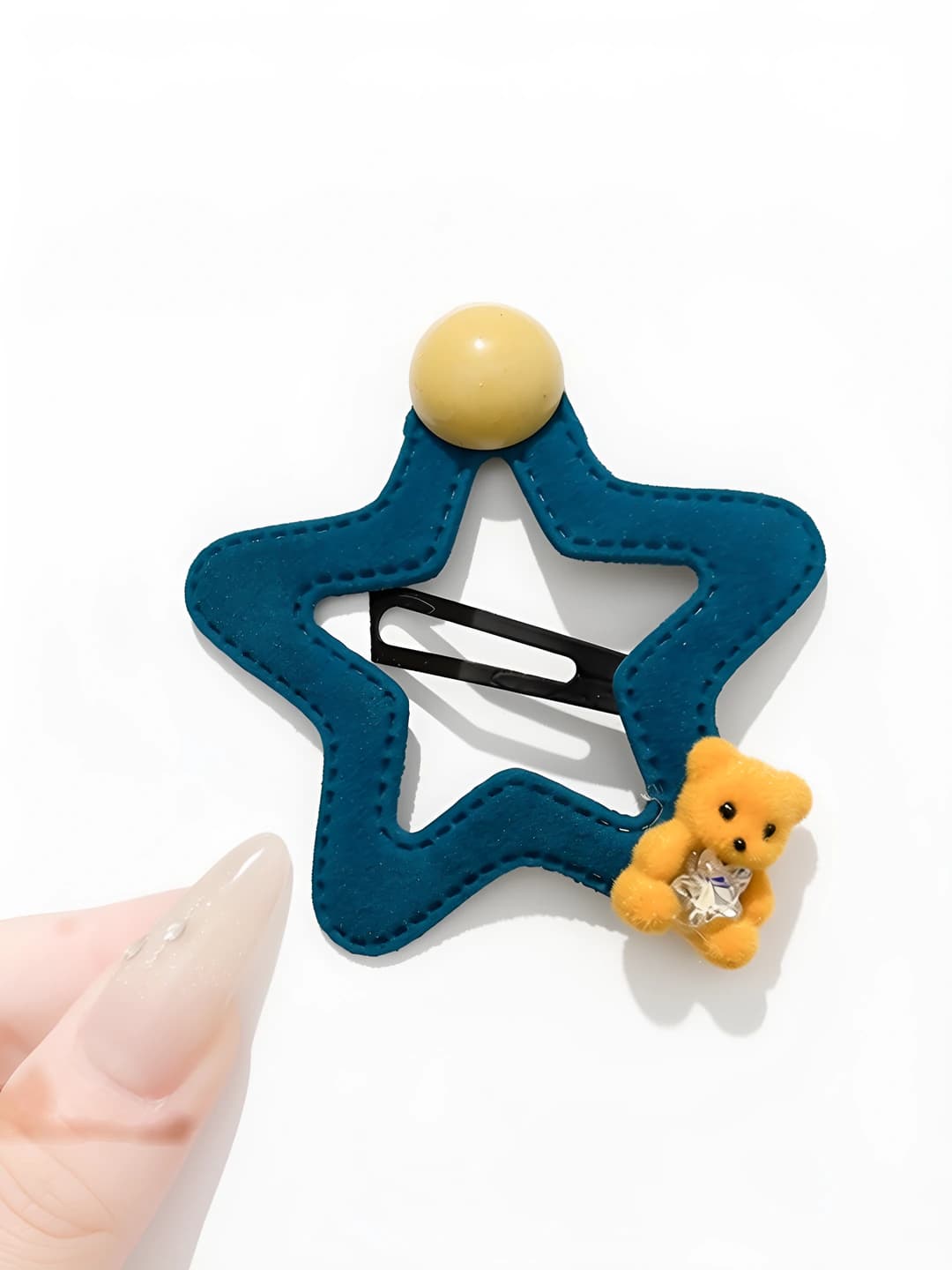 1# Blue five-pointed star hair clip 1 pc