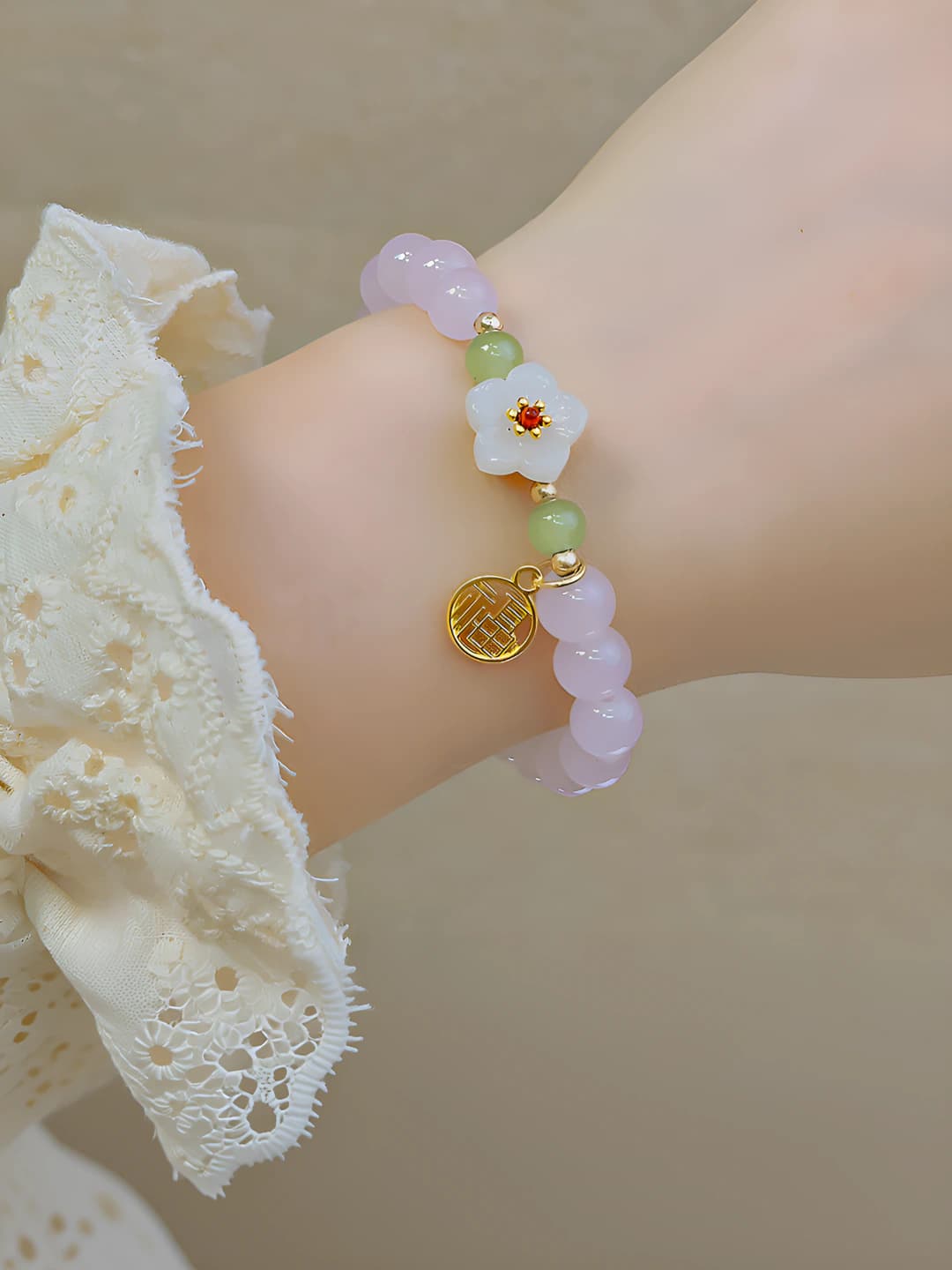 Light purple beads and flowers