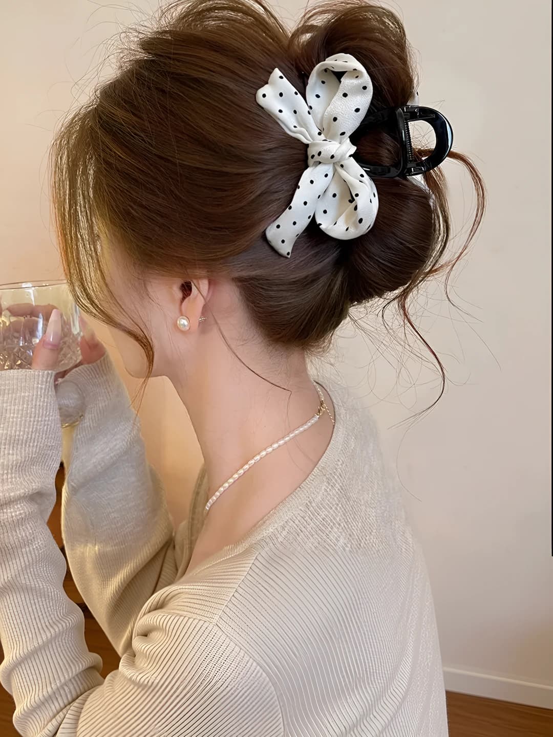 2# White polka dot, 8 cm