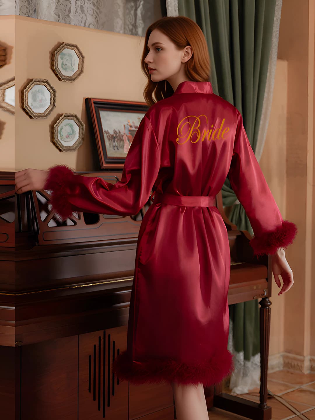 Hem feathers - Bridal Wine Red