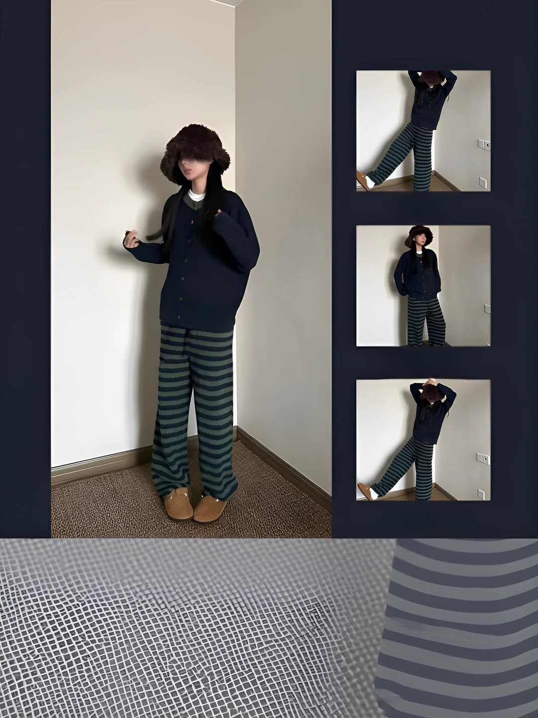 Women's winter coral fleece home wear set, thickened, warm, crew neck, long sleeve, trousers, cardigan style