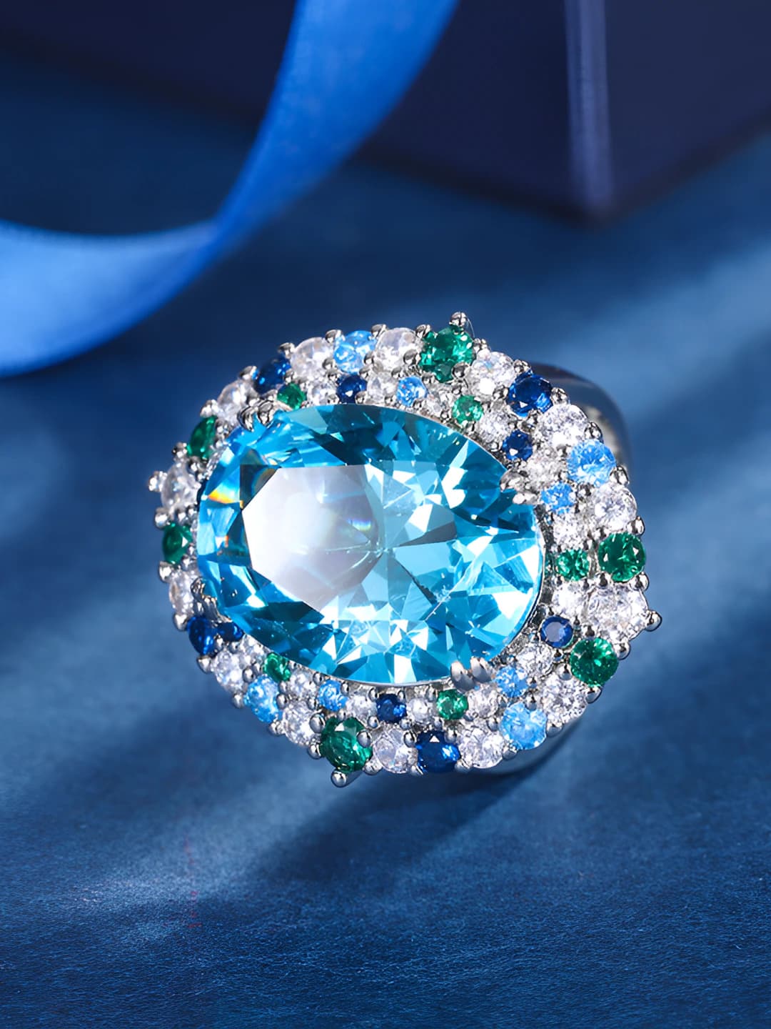Zircon aquamarine ring