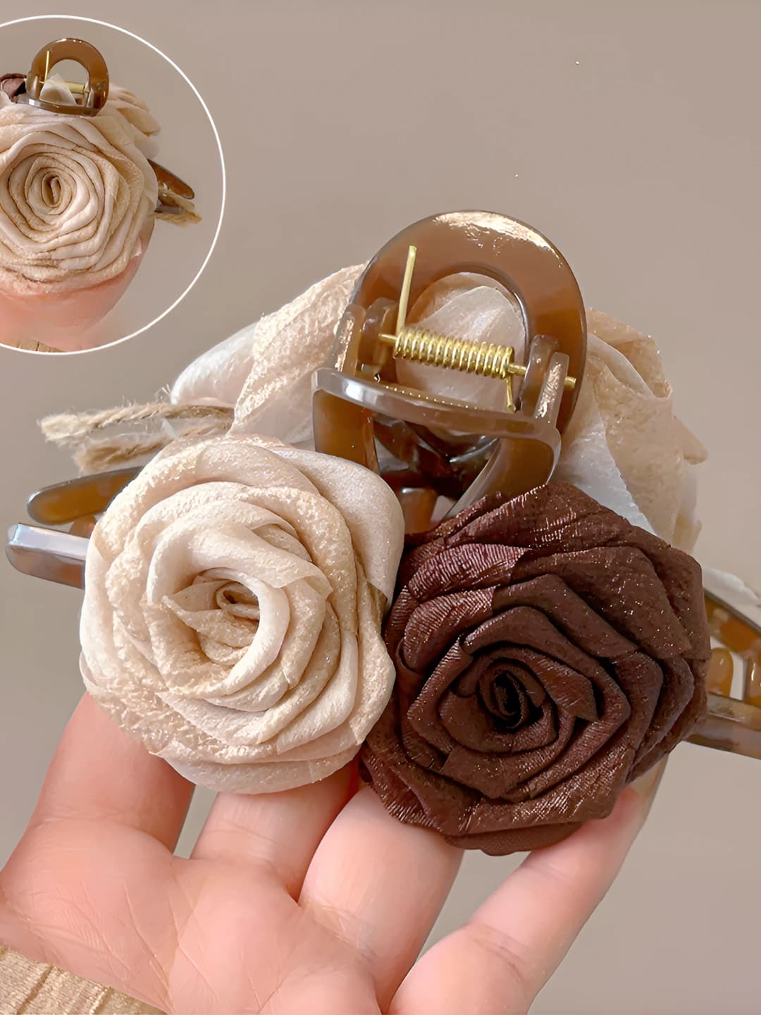 2# Off-white-coffee dried rose clip 13cm