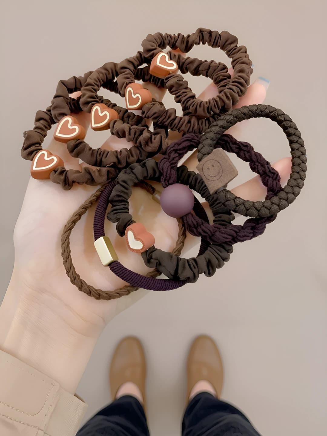 Brown mix heart 10 pcs
