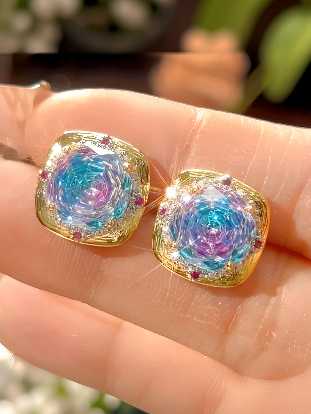 Light blue stud earrings
