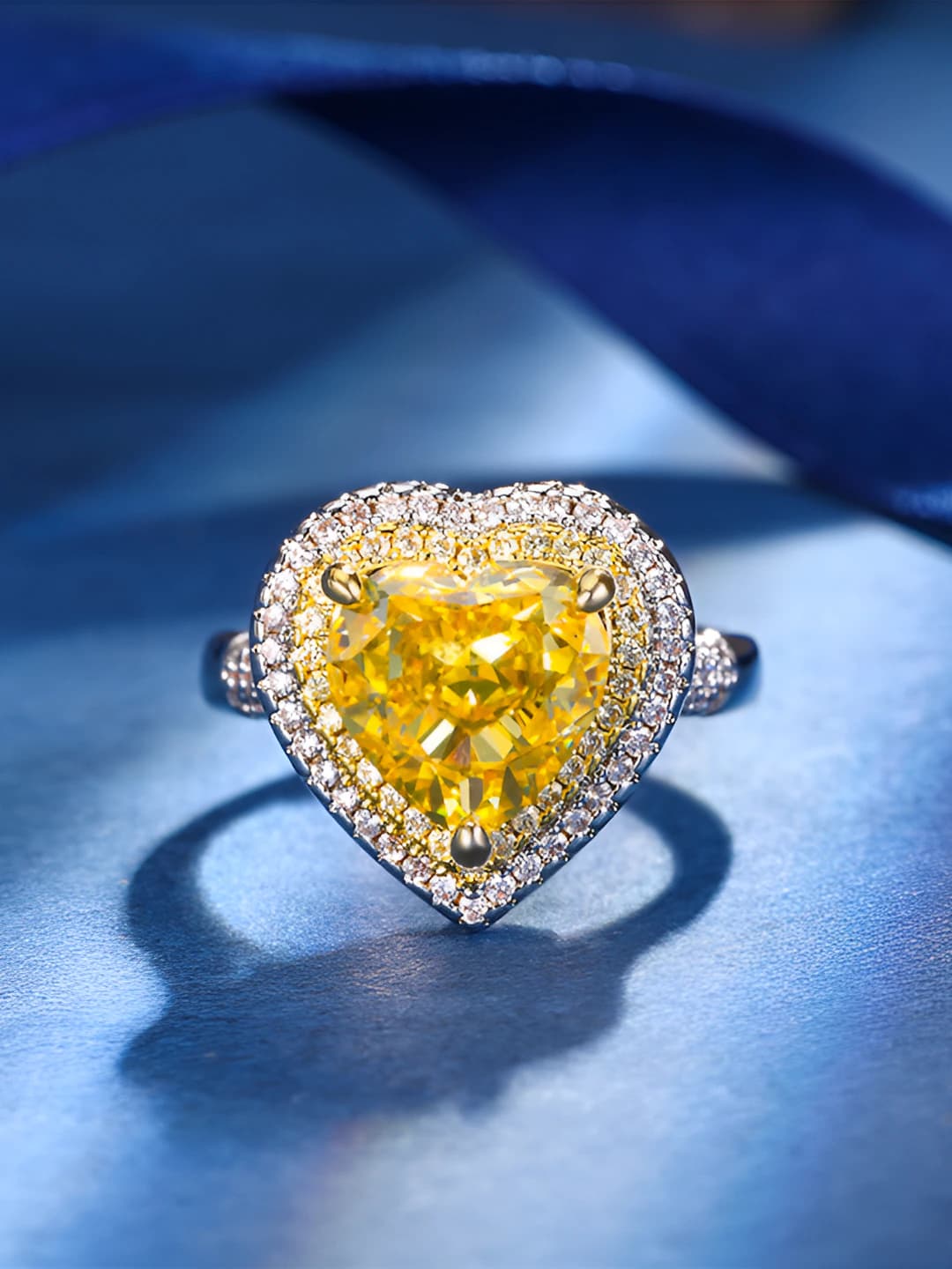 Ice cut yellow diamond ring