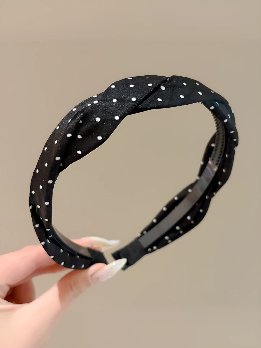 1 Black polka dot twisted headband