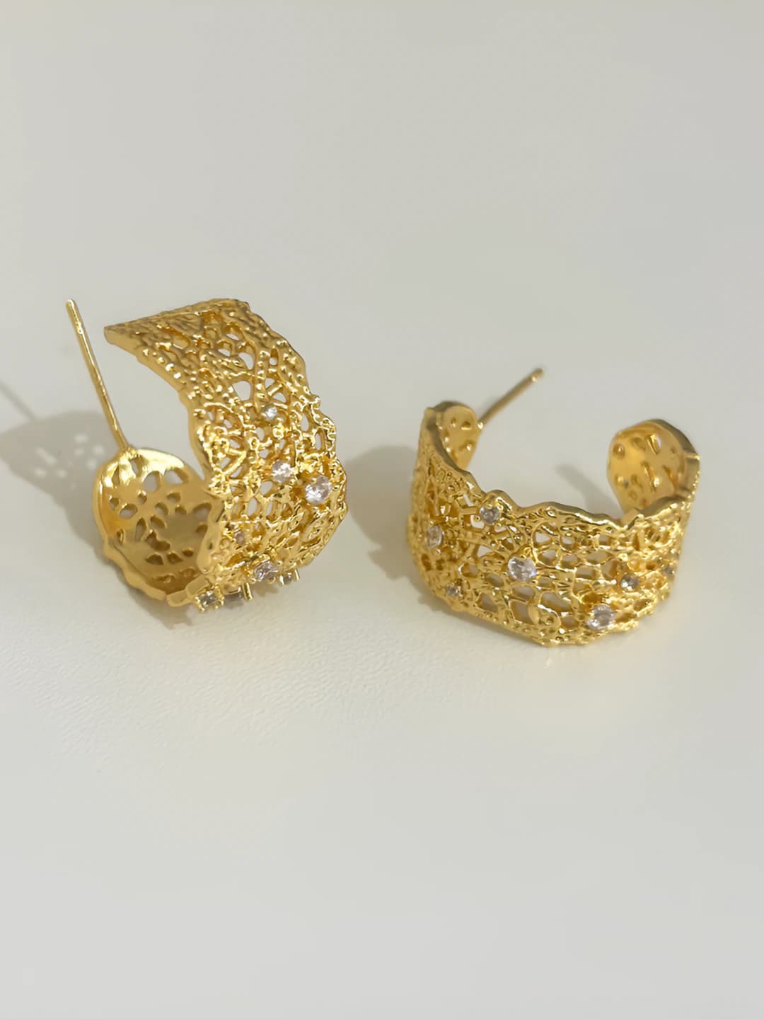 Gold lace stud earrings