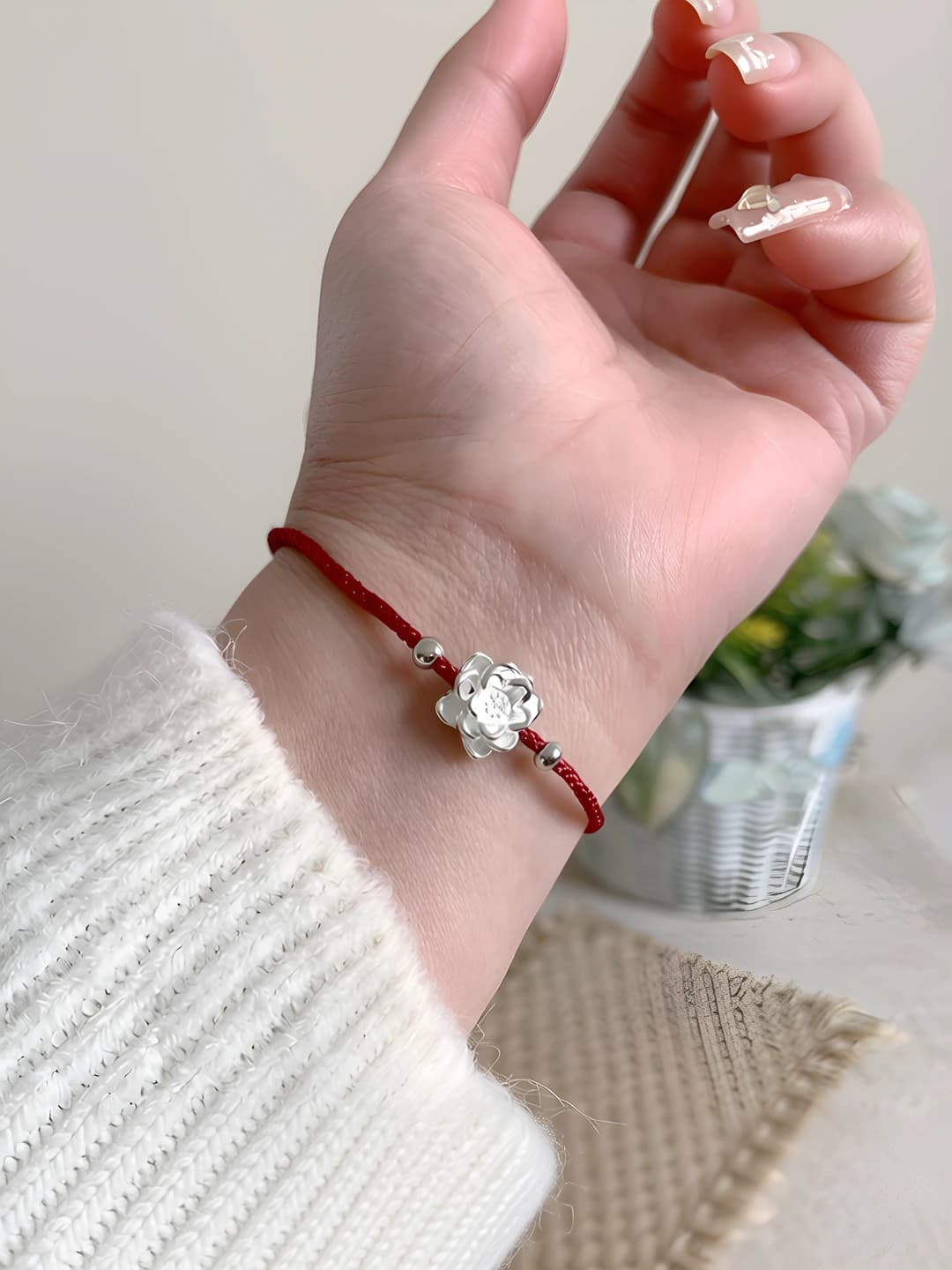 Wine red lotus bracelet