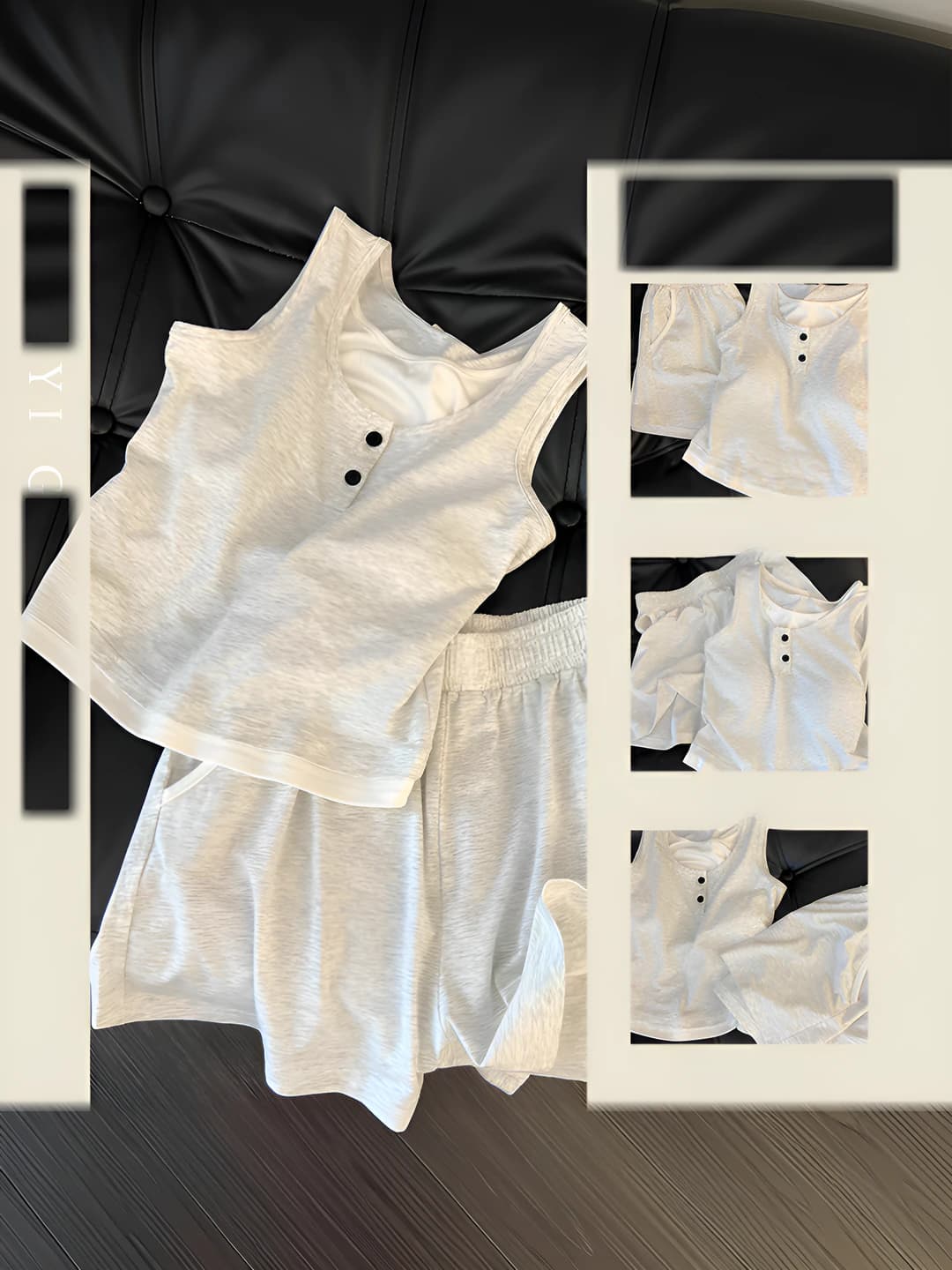 Women's home set: sleeveless tank top and shorts, crew neck, thin, polyester, casual, sweet style, 2026 spring-autumn