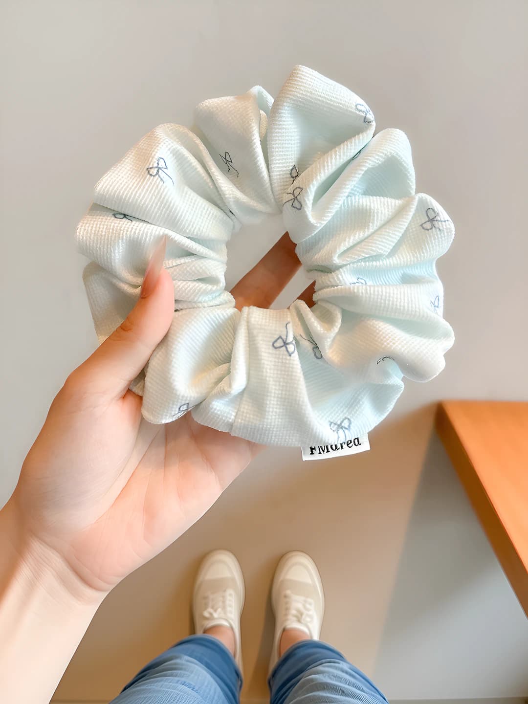 Corduroy bow large scrunchie