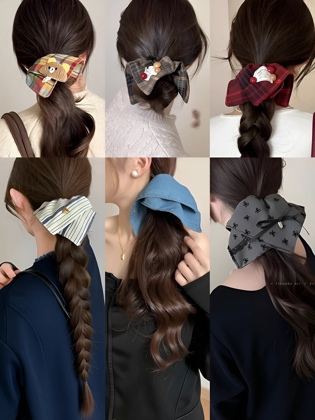 Women's stretchy hair accessory in Korean style: made of elastic, handmade, oval shape, with geometric design element, in fresh and sweet style
