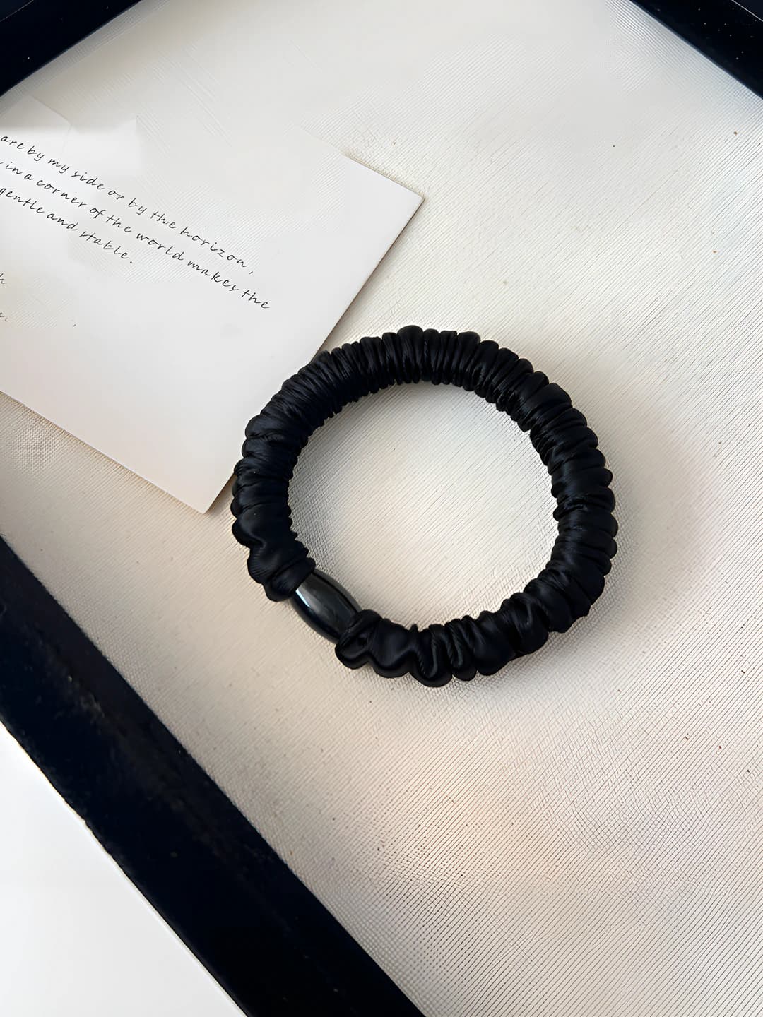 Satin hair tie [Black] 1 pc