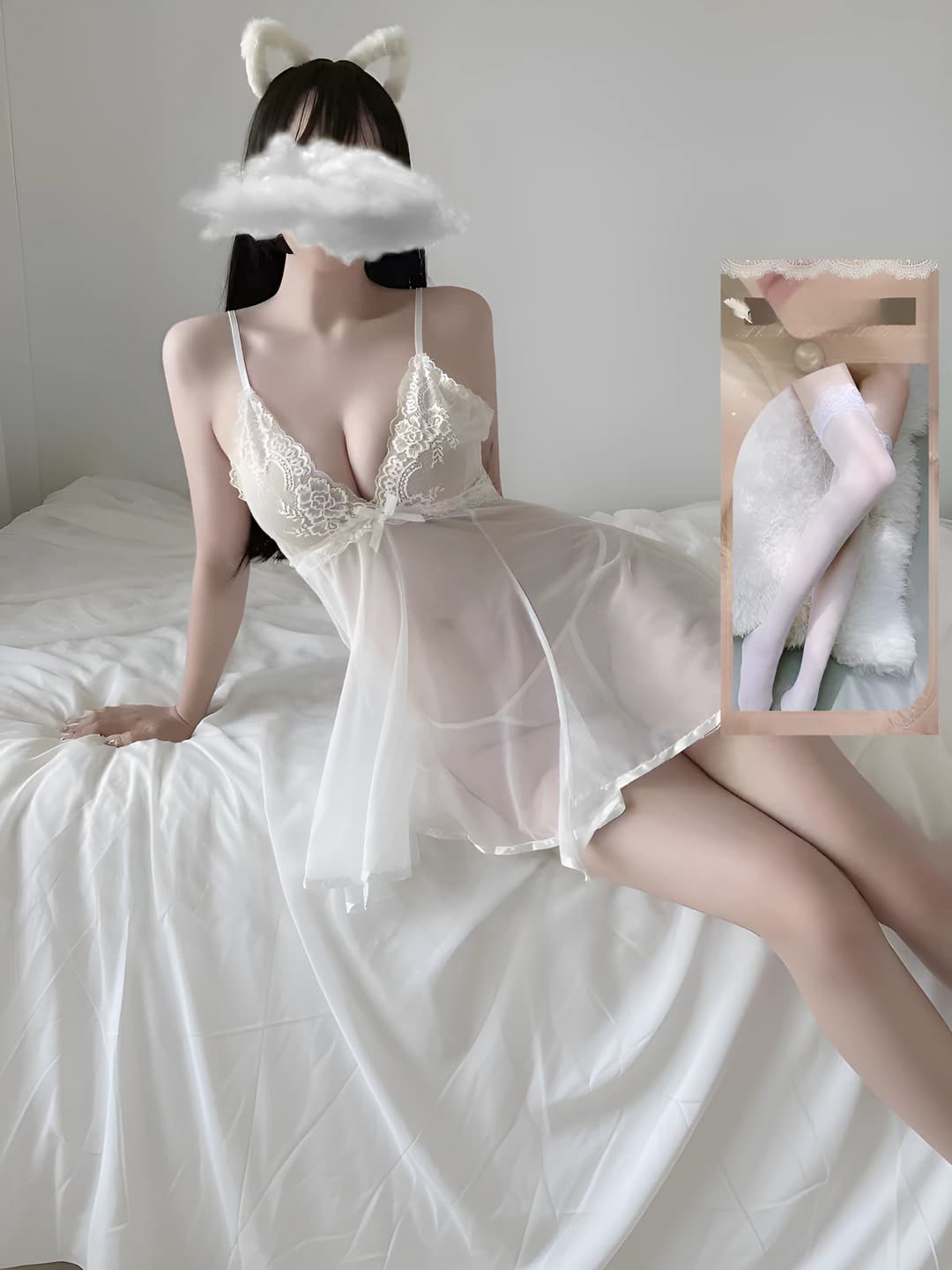 White (Nightgown + T-briefs + White tights)
