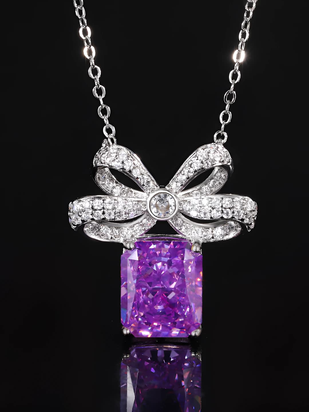 Ice cut purple diamond pendant