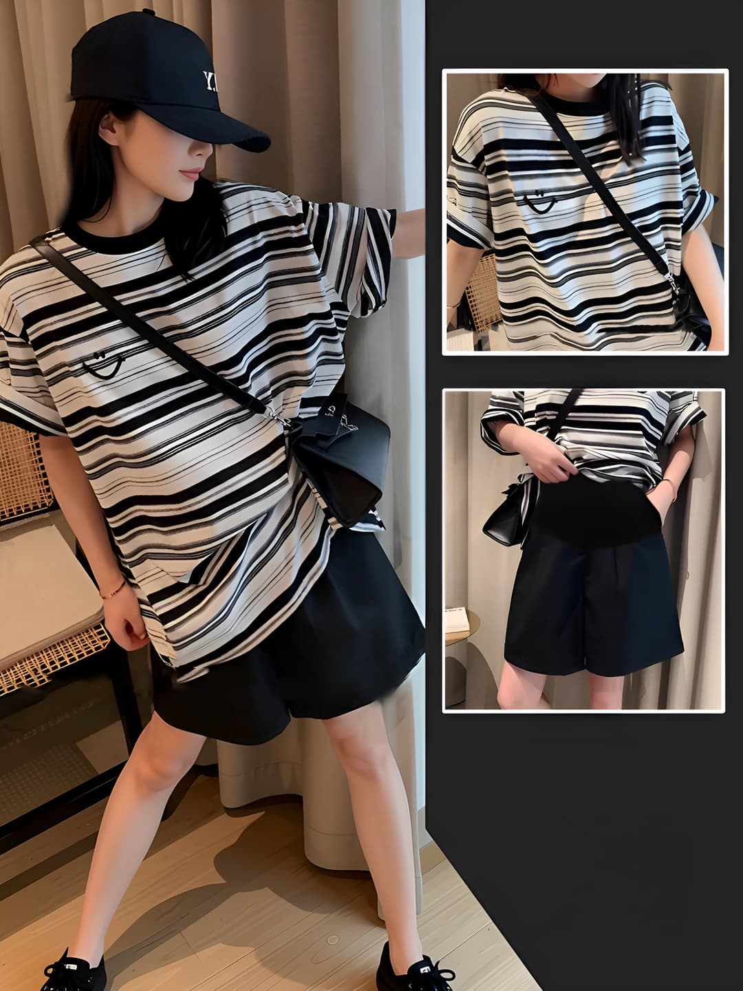 Black and white striped set