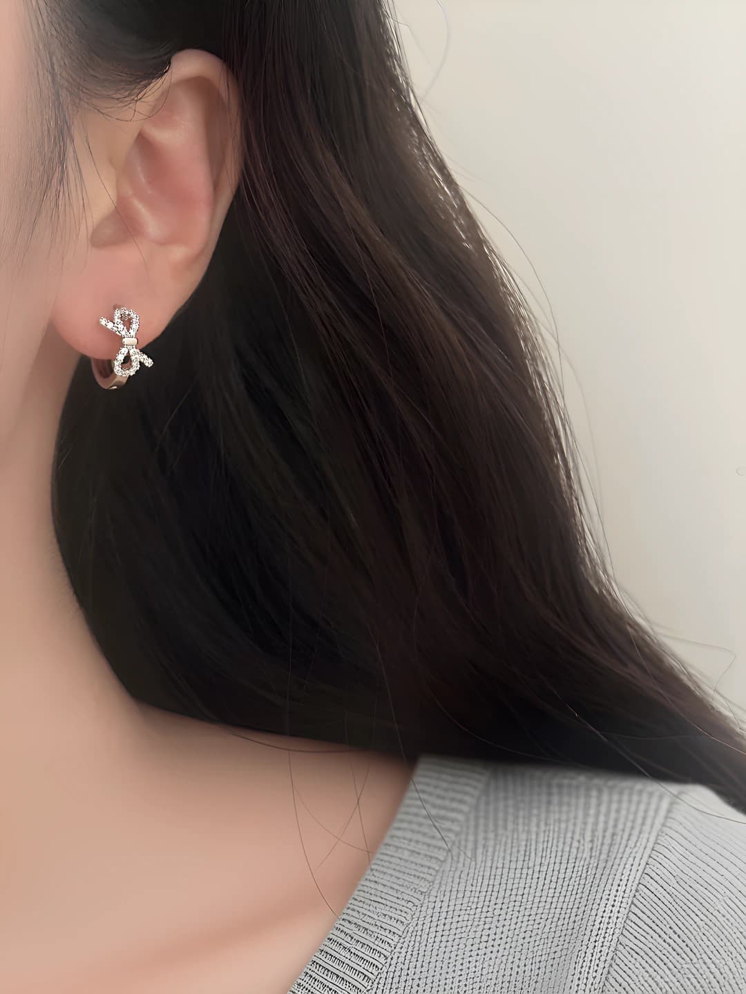 Women's Korean style stud earrings with zircon, 14K gold plating, simple and cute ins style design