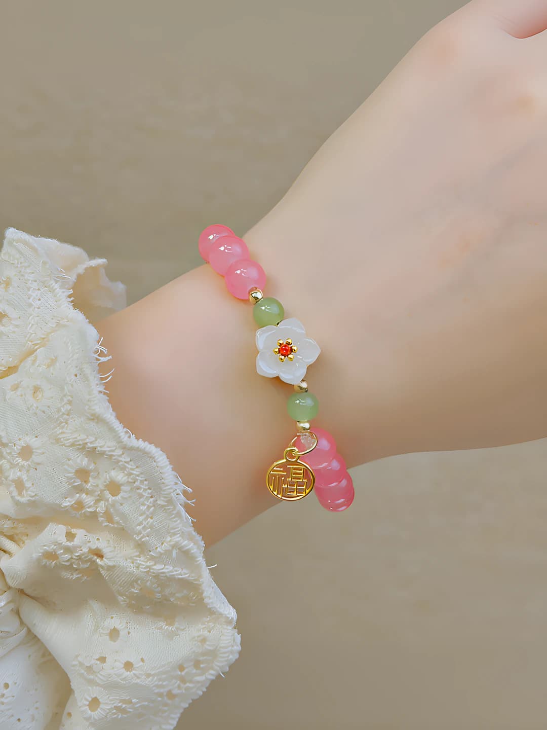 13# Rose red beads - Lily of the valley