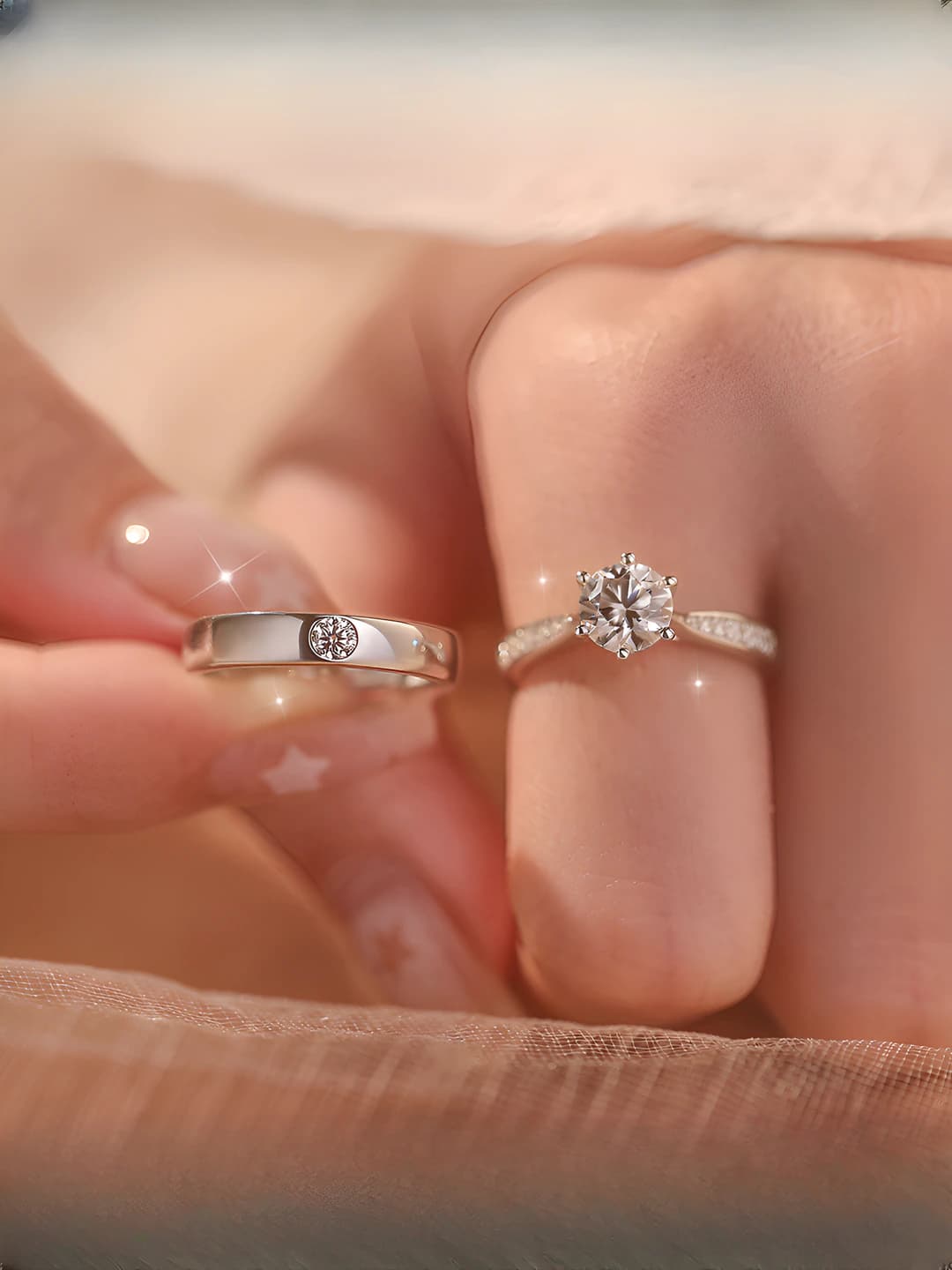 Кольцо с открытым краем с моissanite 1 карат, пара для пар, мужское и женское