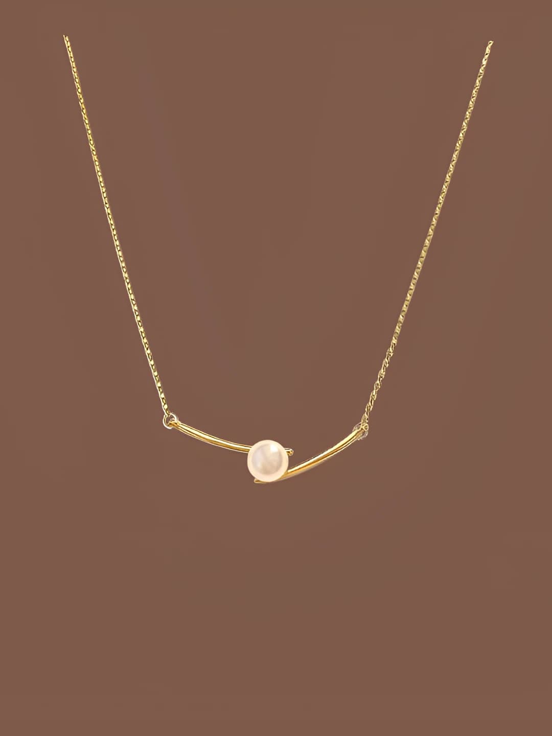 Women's short chain with pearl pendant in Korean style, asymmetric design, OL style