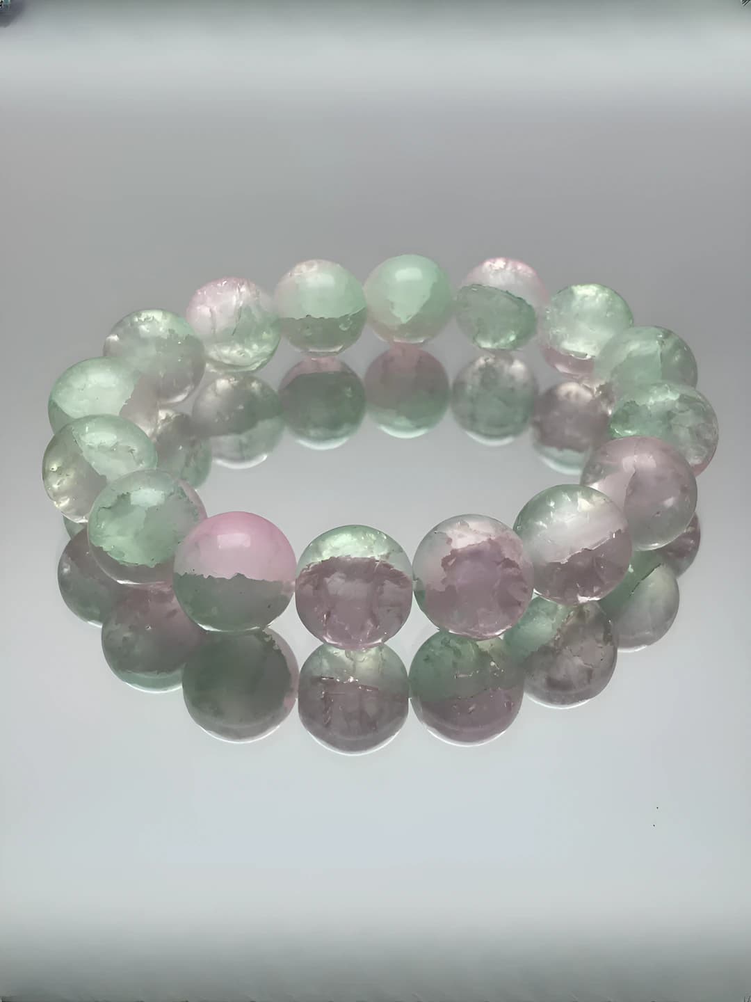 S301-12MM Teal-pink ice crack bracelet #SZ1213
