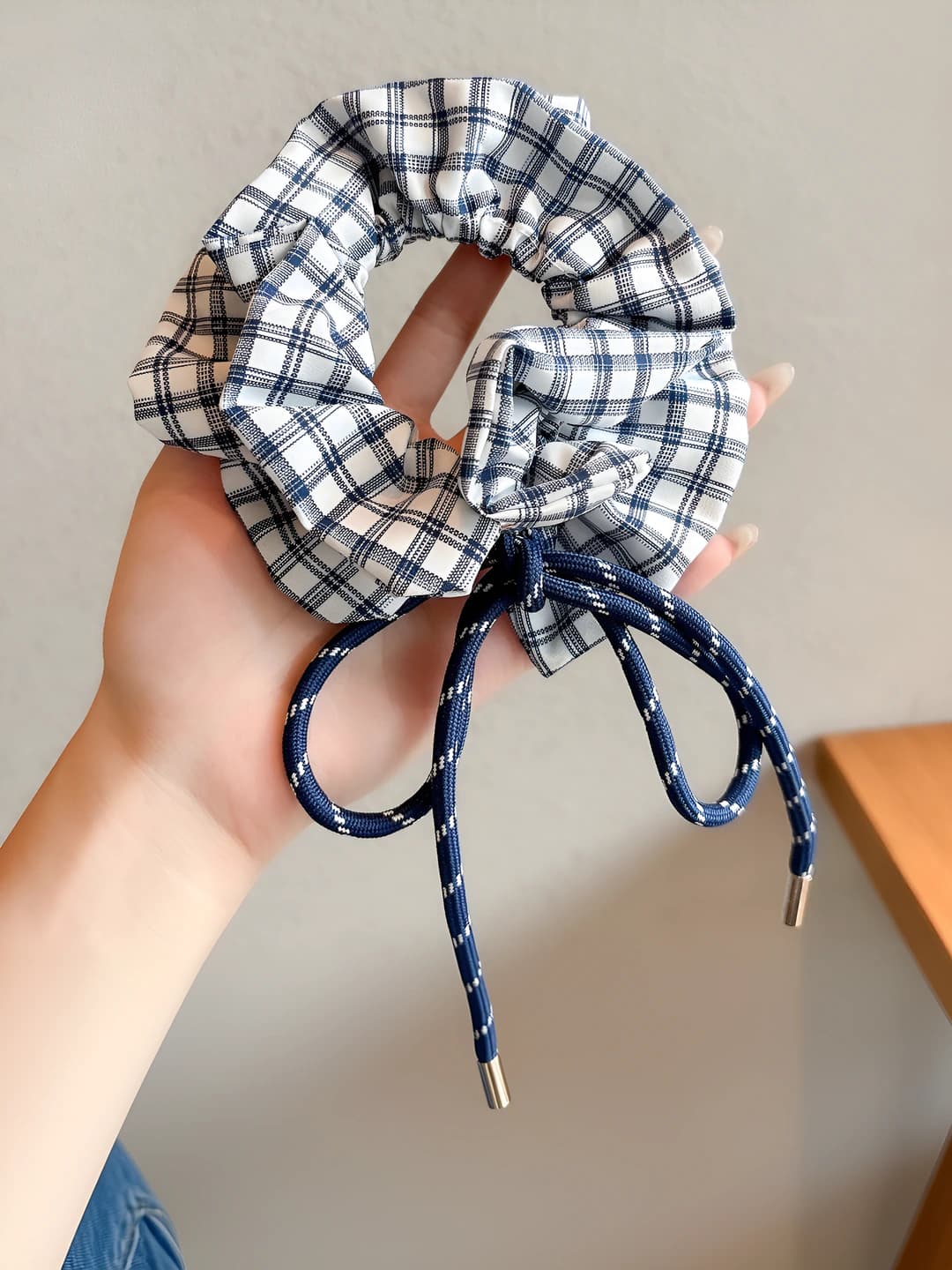 Plaid bow scrunchie ~40*8 cm