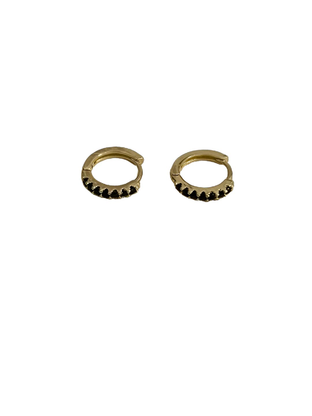 Women's black zircon hoop earrings, geometric shape, Korean style