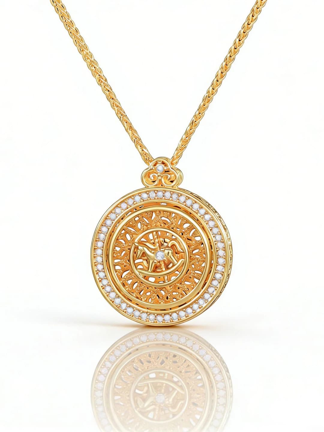 Women's rotating bronze compass pendant in 2026 style, gold-plated, 41-50 cm