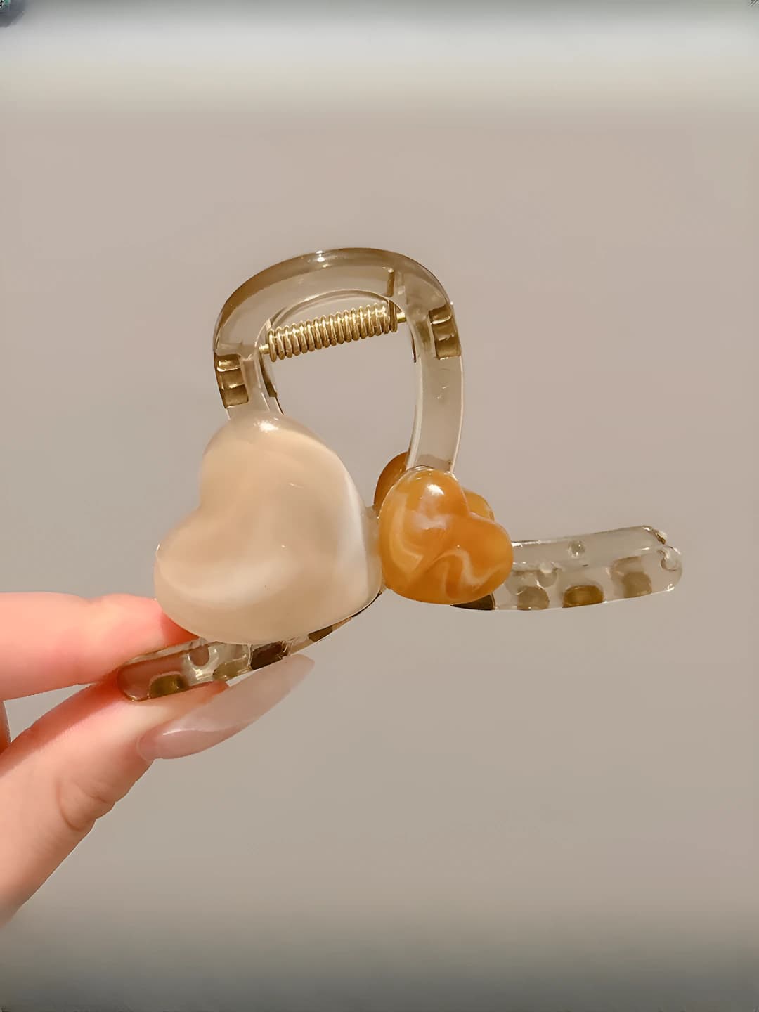 Coffee clear heart clip, 8 cm