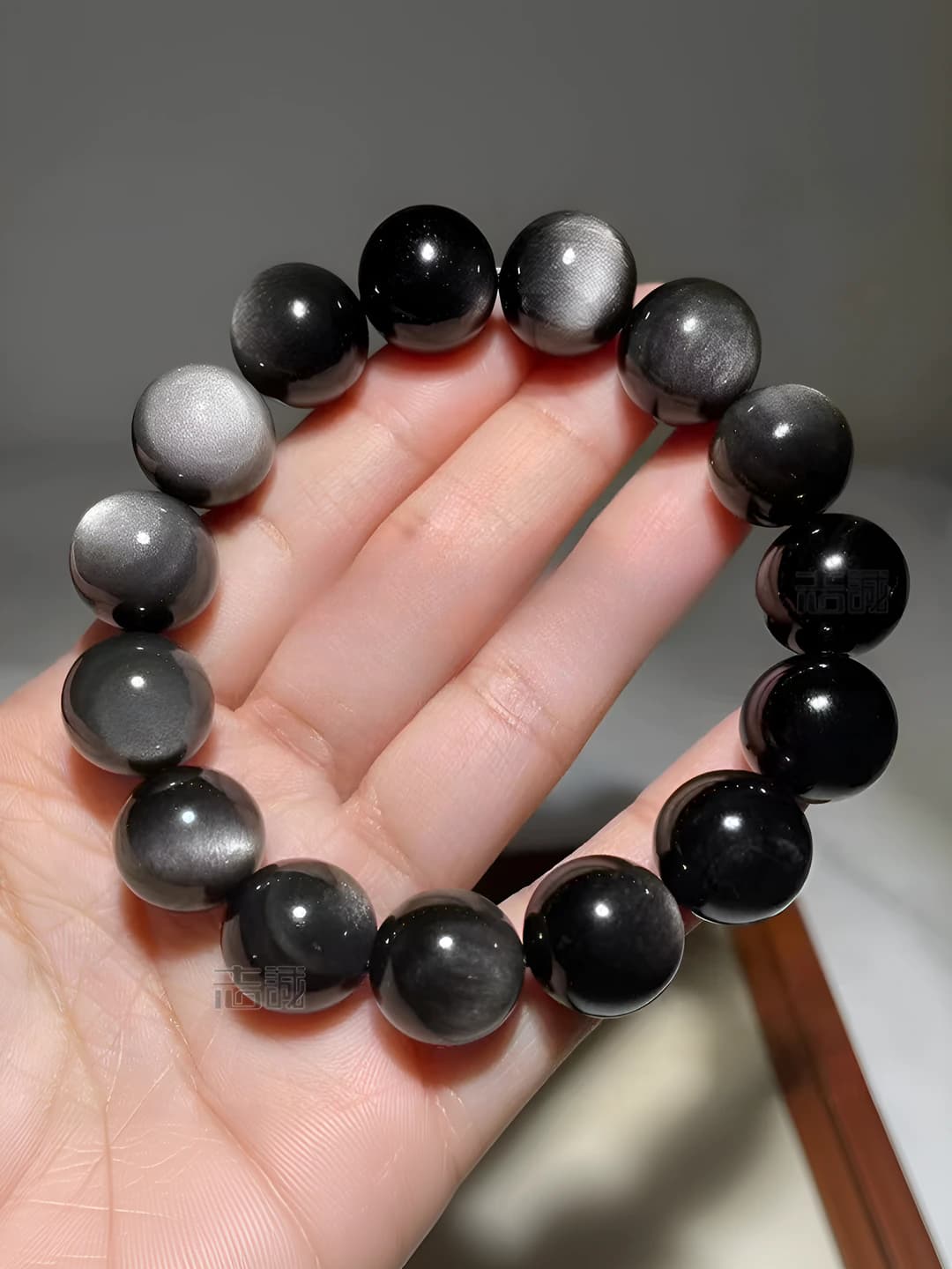 Tabiiy kumush obsidian oddiy halqa 10M
