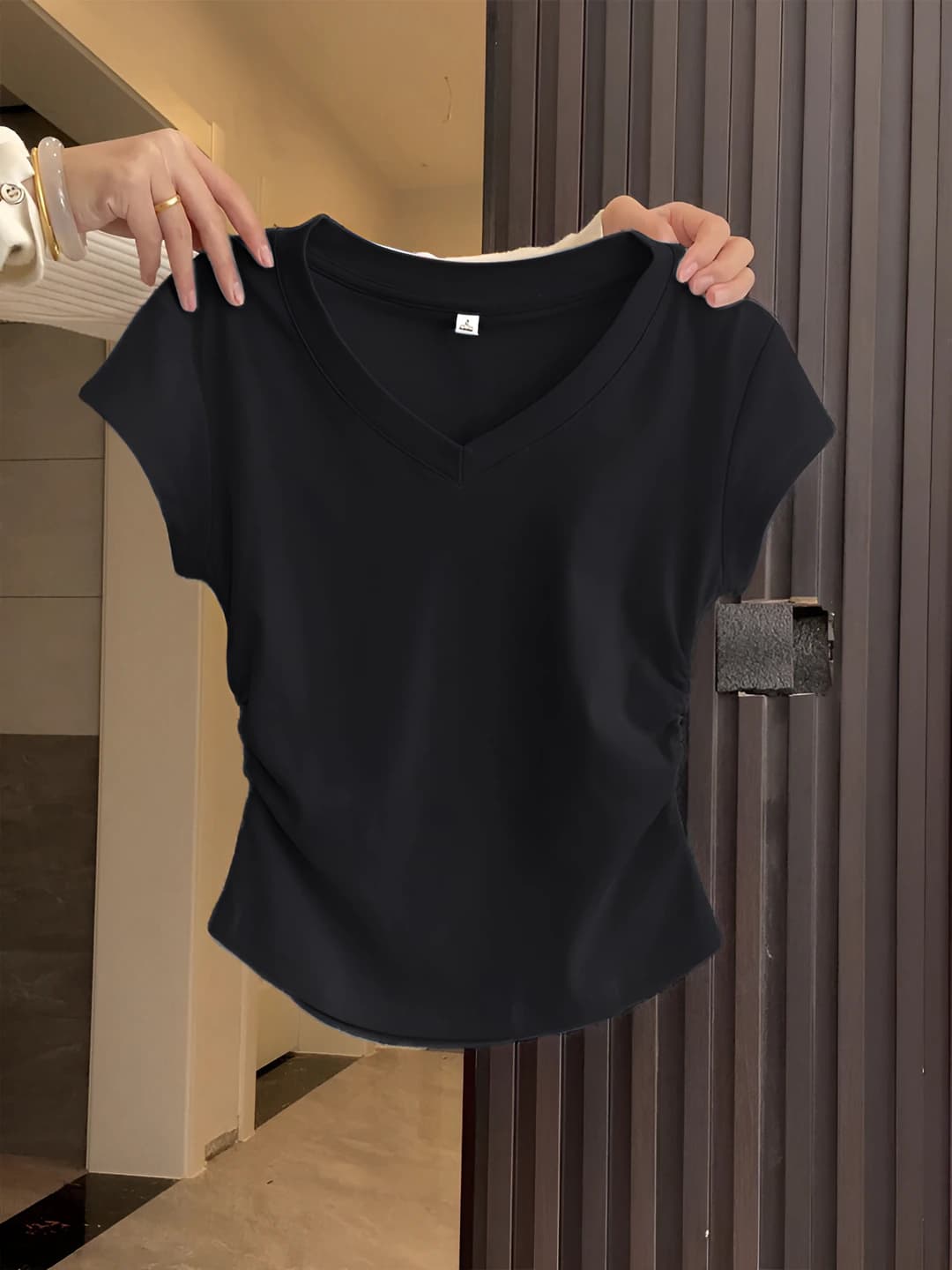 Black, V-neck