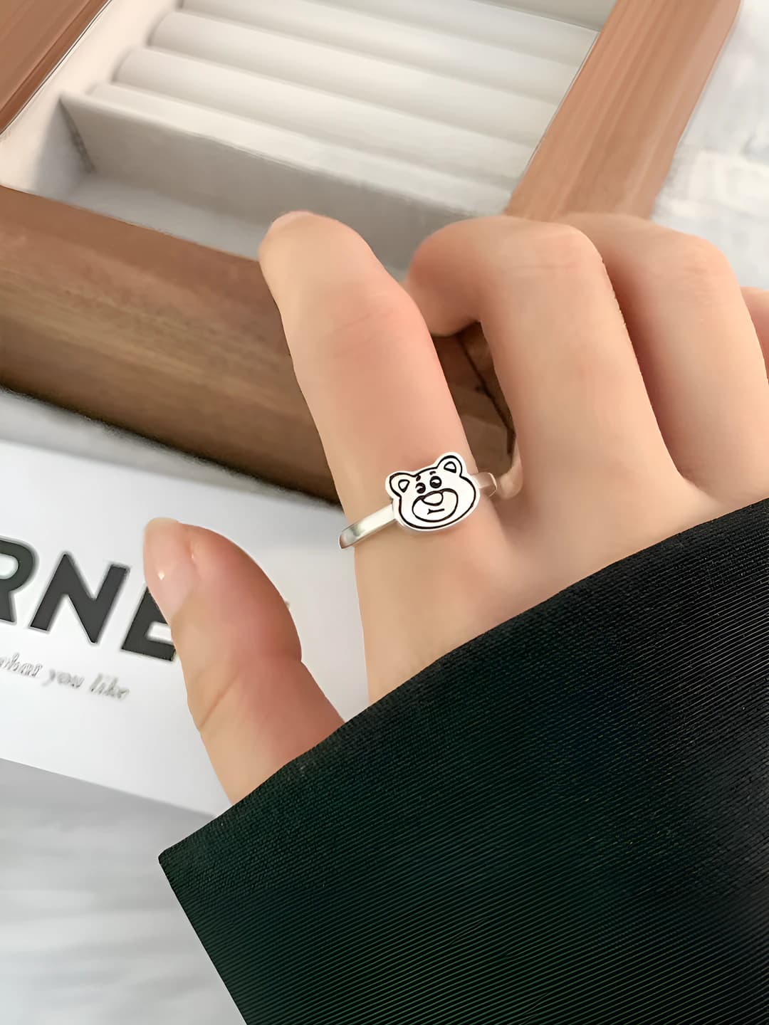 Cartoon KT Cat and Pochacco open ring, for boys and girls