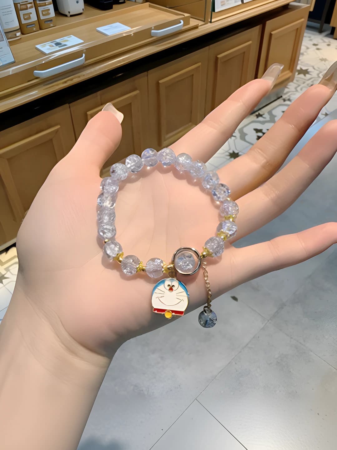Синий Doraemon гравировка браслет