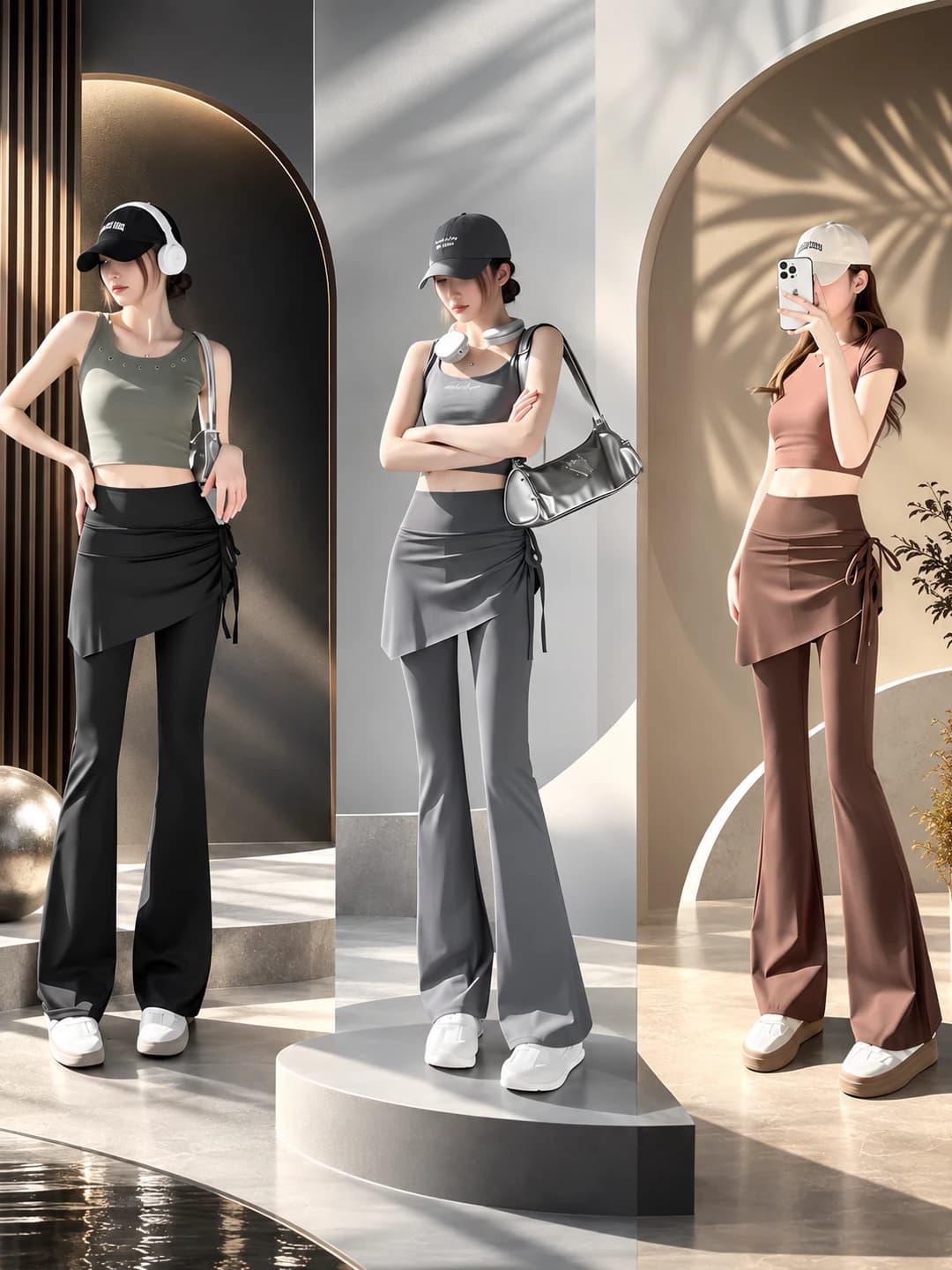 Женские спортивные брюки: высокая талия, утягивающий живот, с эффектом push-up, приталенный, дышащий, быстросохнущий, укороченные брюки 7/8, весна-осень