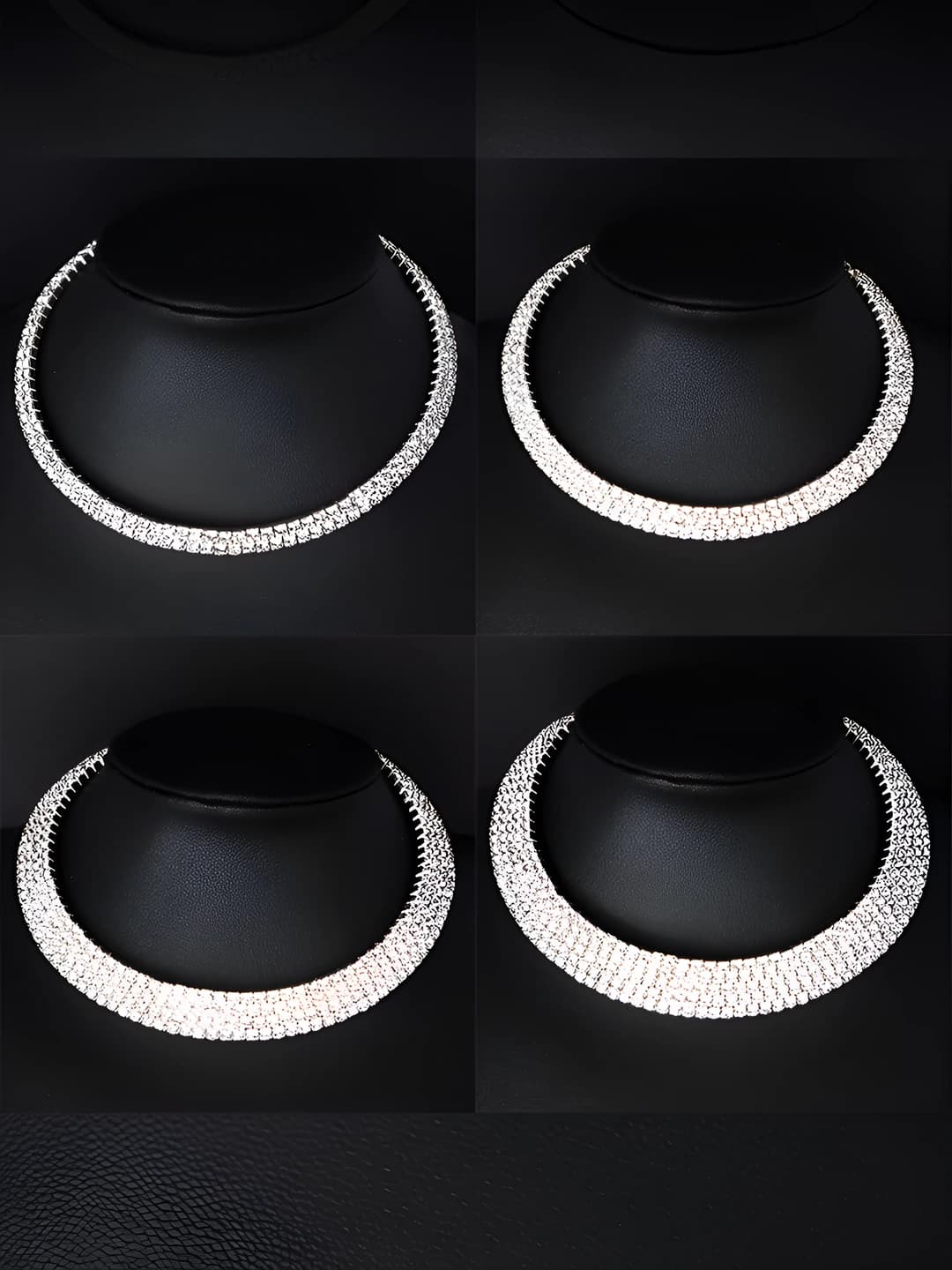 Women's short crystal choker, zinc alloy, multi-layer, Korean style