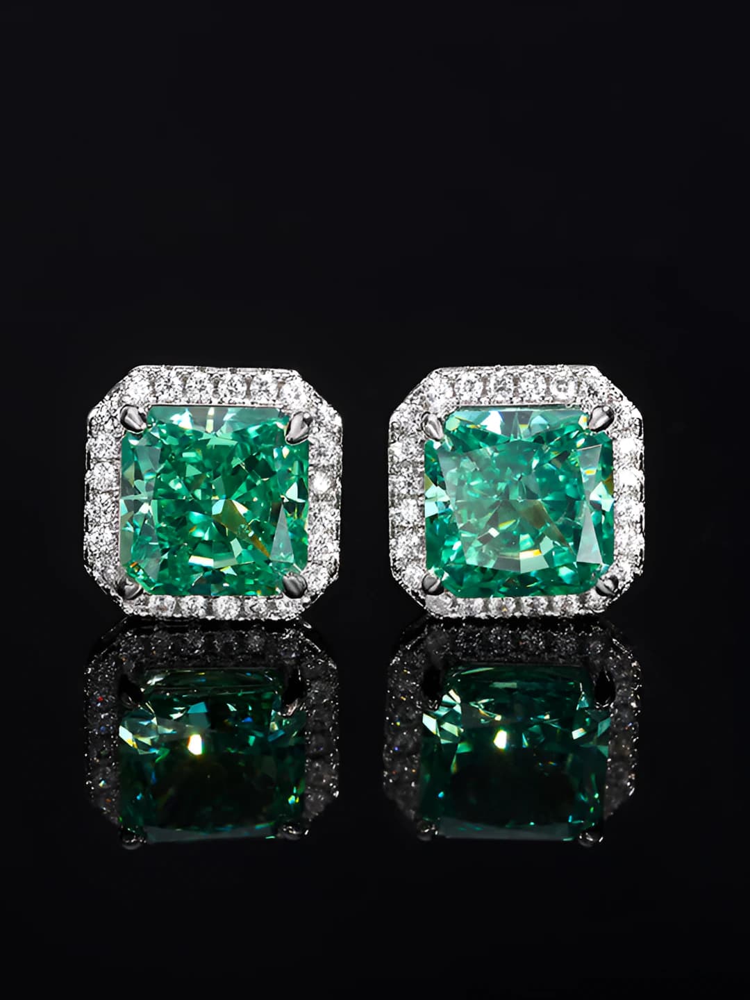 Ice cut Emerald studs