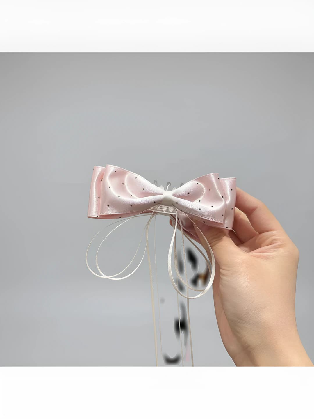 1# Dreamy polka dot banana clip approx 10 cm - pink / ribbon approx 40 cm