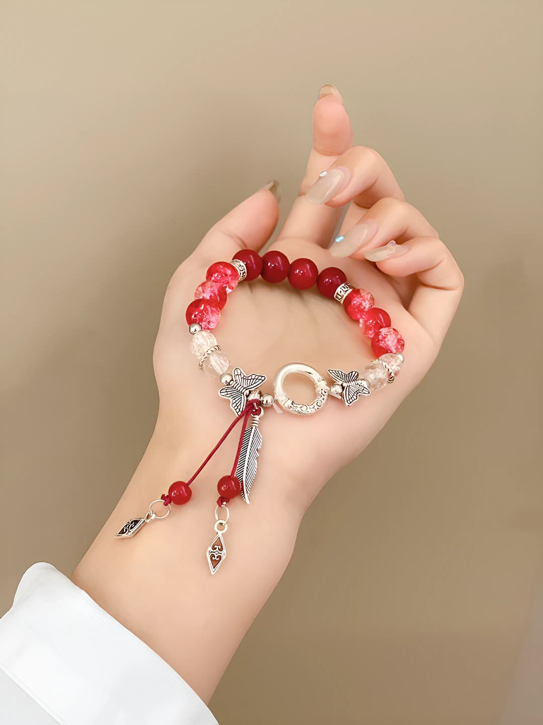 Butterfly and feather red