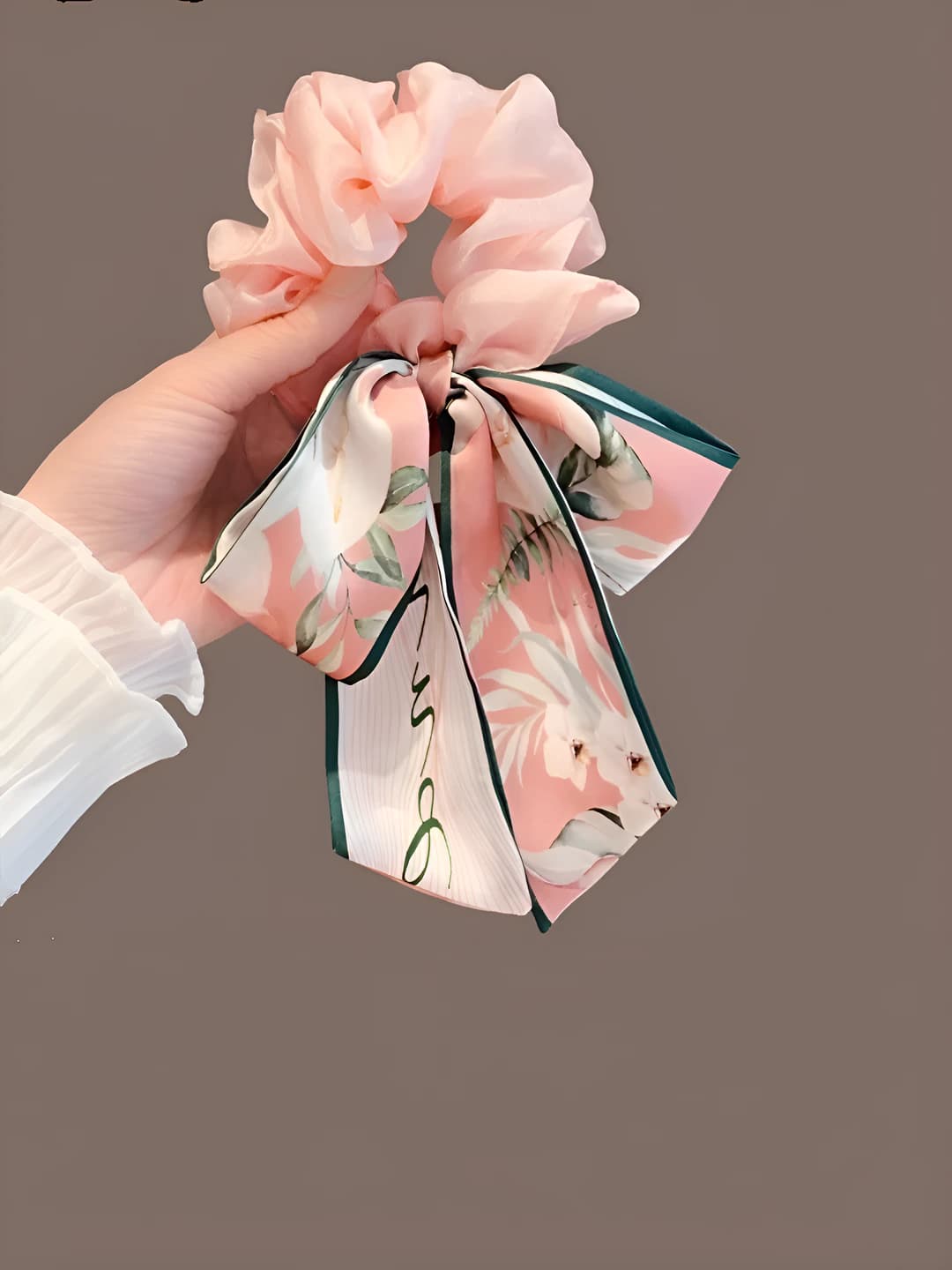 1# Pink hair tie 9 cm, ribbon 18 cm