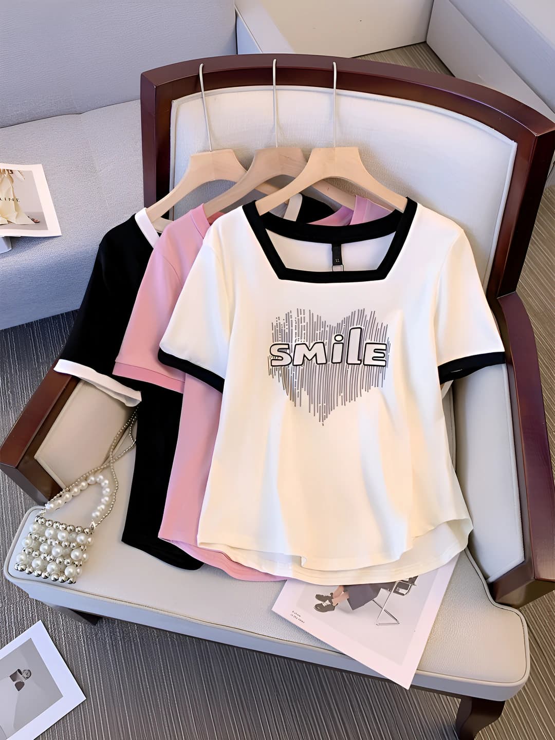 Women's printed t-shirt, slimming loose fit, short sleeve, summer 2026
