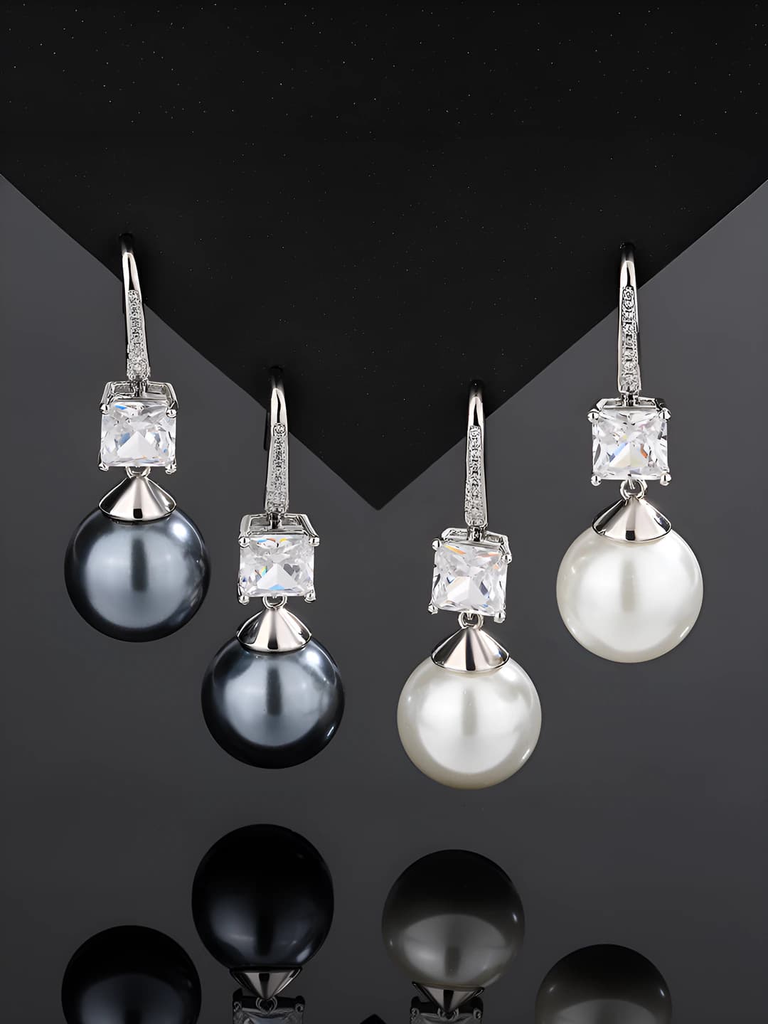 Ayollar uchun 14mm oq pearl va oltin qoplamali geometrik shakldagi koreys uslubida oqiziq