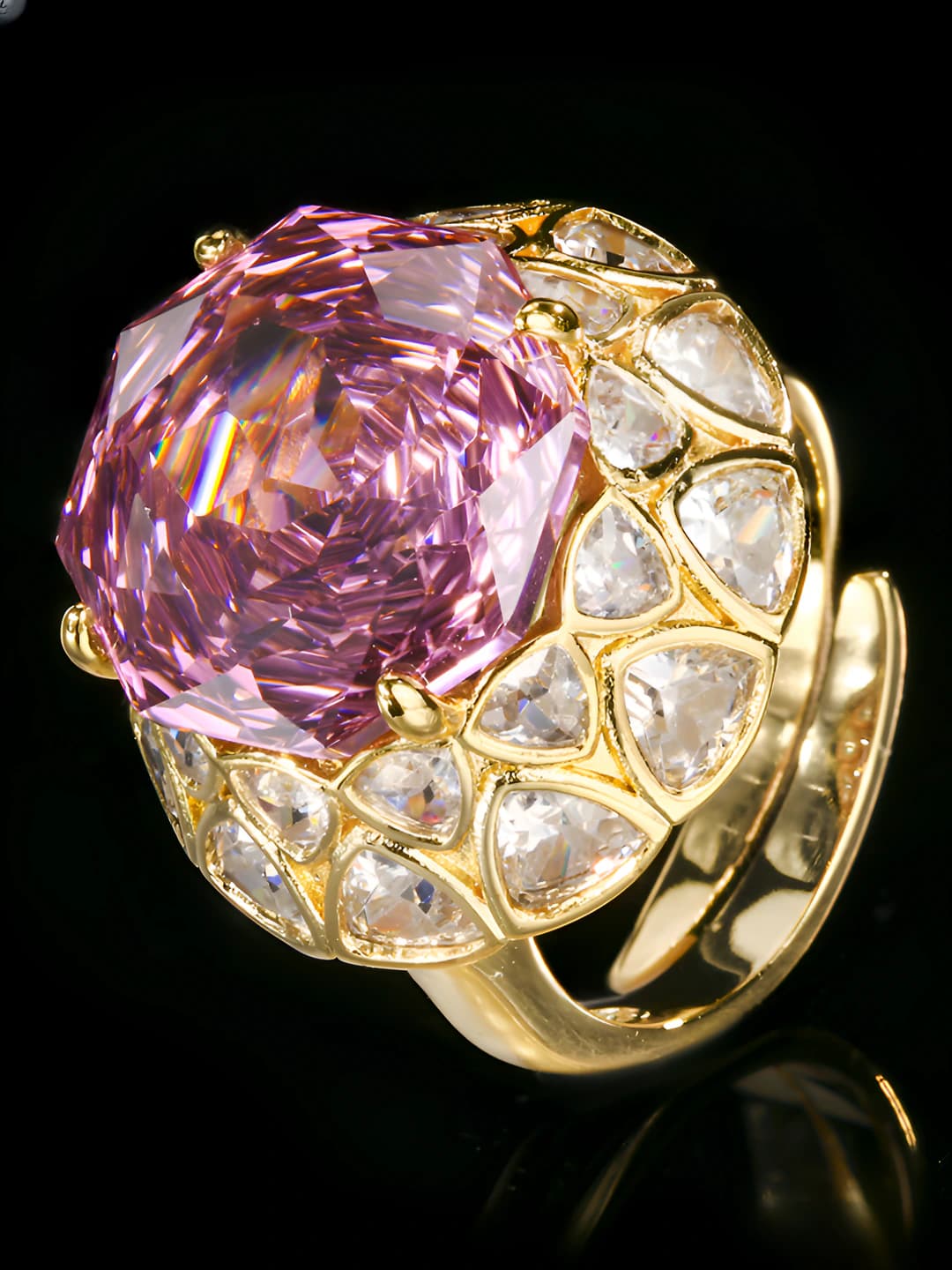 Gold Millennium Cut Dried Rose Ring
