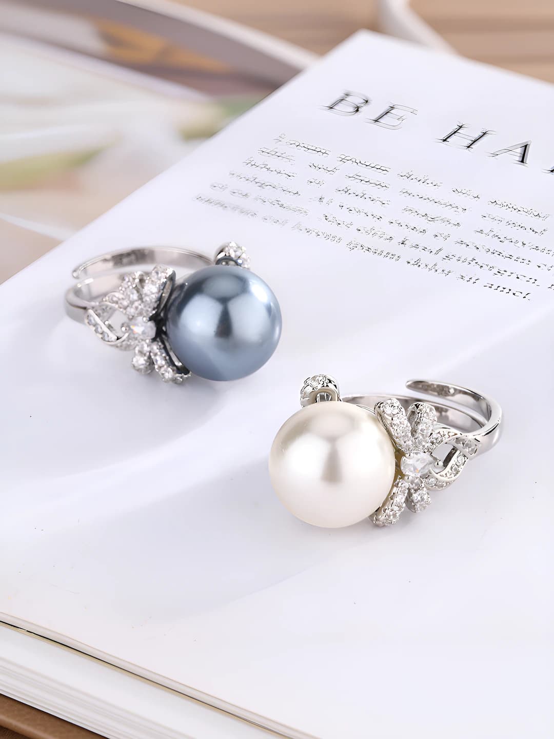 Women's ring in Korean style, metal, 14mm, with stones, 2026
