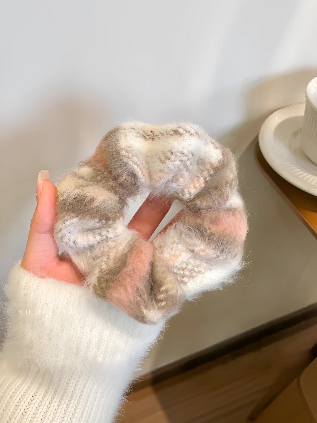 2# Coffee plush hair tie