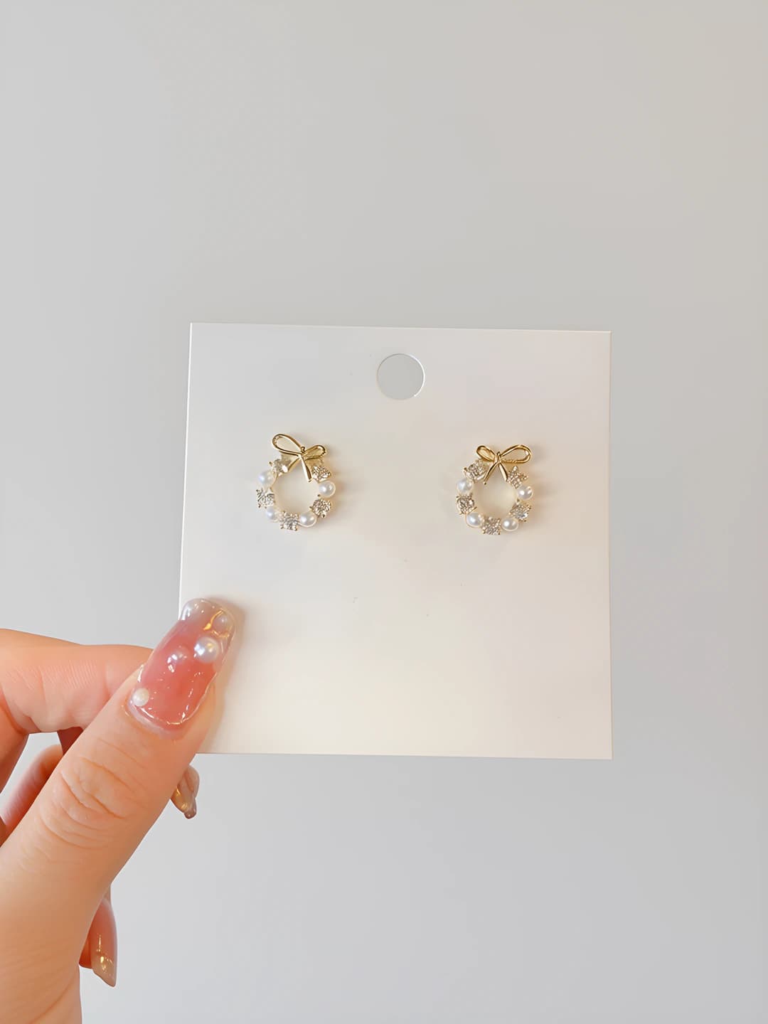 1# Small bow O-shape earrings - silver post
