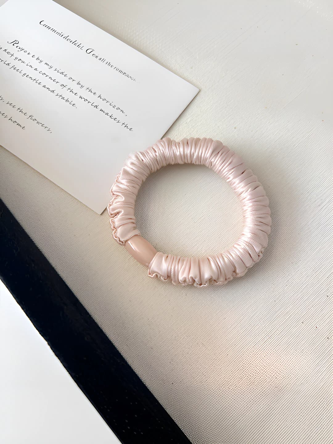Satin hair tie [Light pink] 1 pc